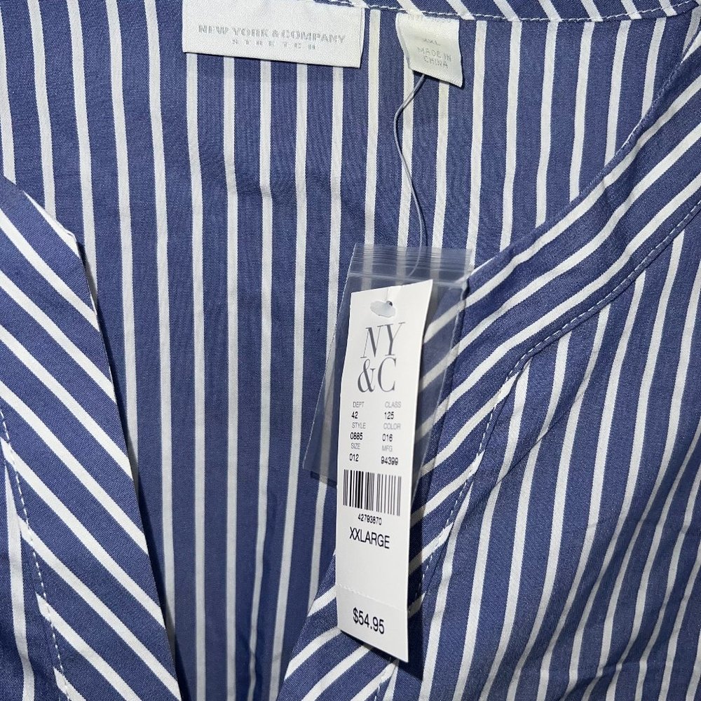NY&C Striped, V-neck Poplin Wrap blouse Size XXL - Picture 8 of 8